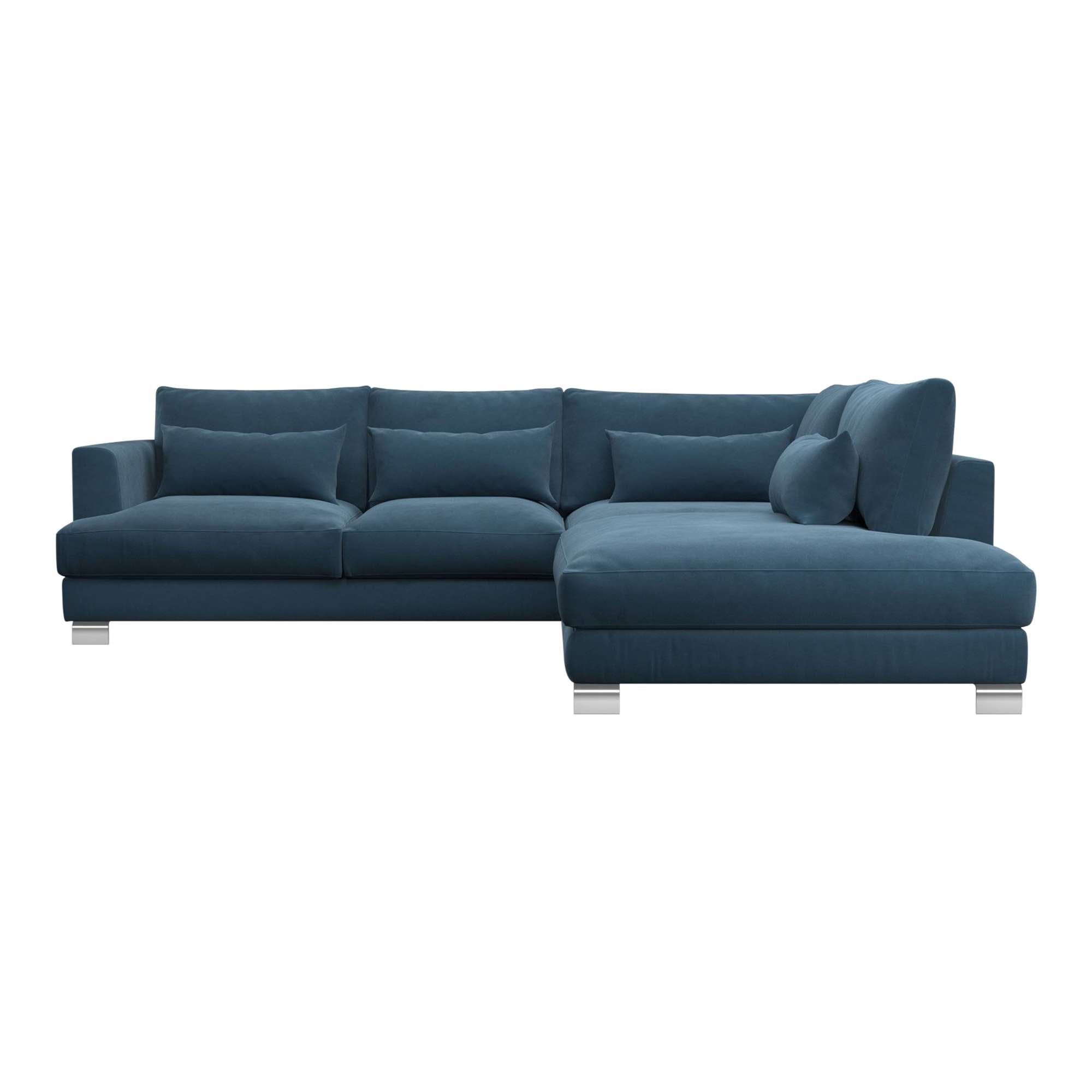 Dakota Navy Blue Classic Velvet Right Chaise Sofa