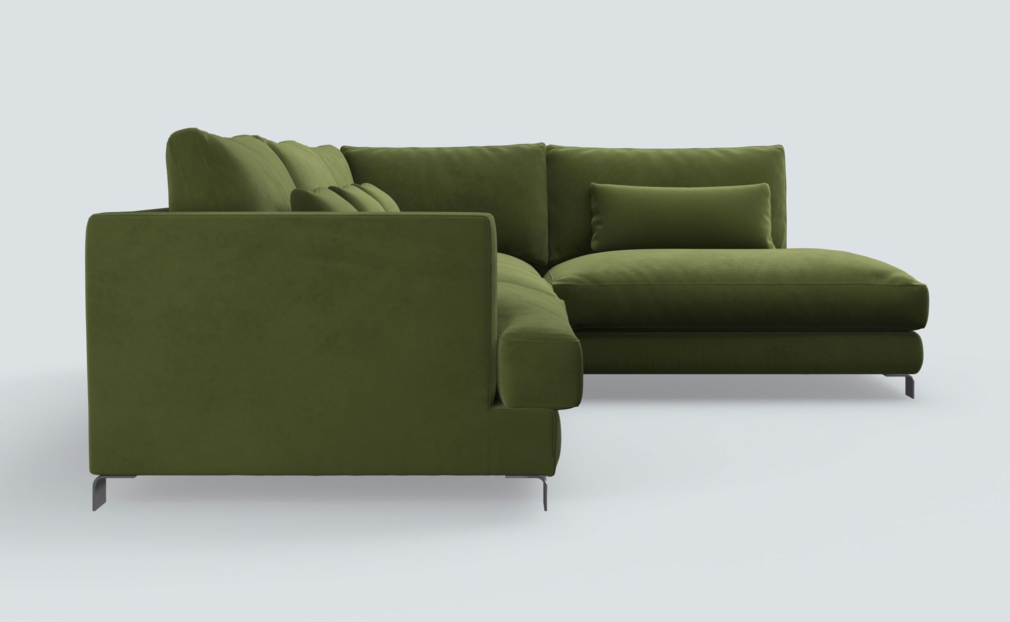 Dakota Olive Green Lario Velvet Right Chaise Sofa