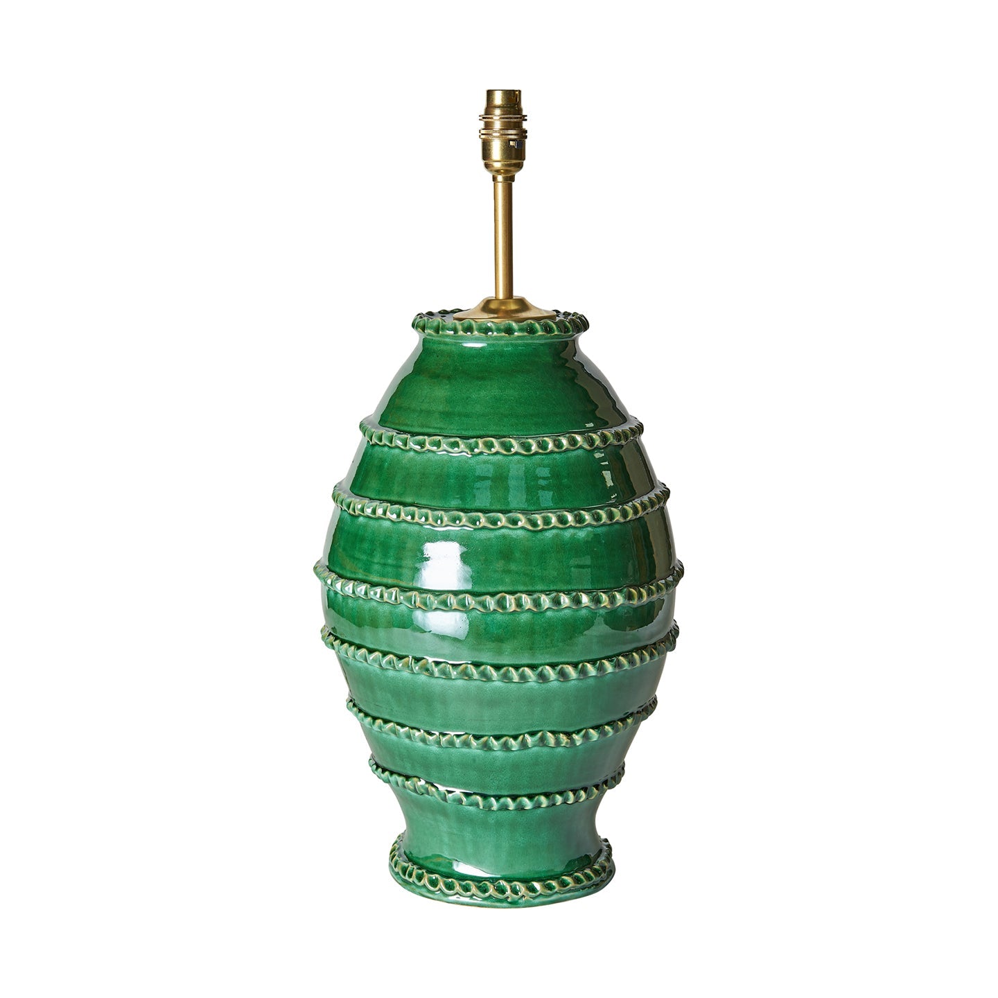 Green Wiggle Ribbed Urn Ceramic Lamp Base