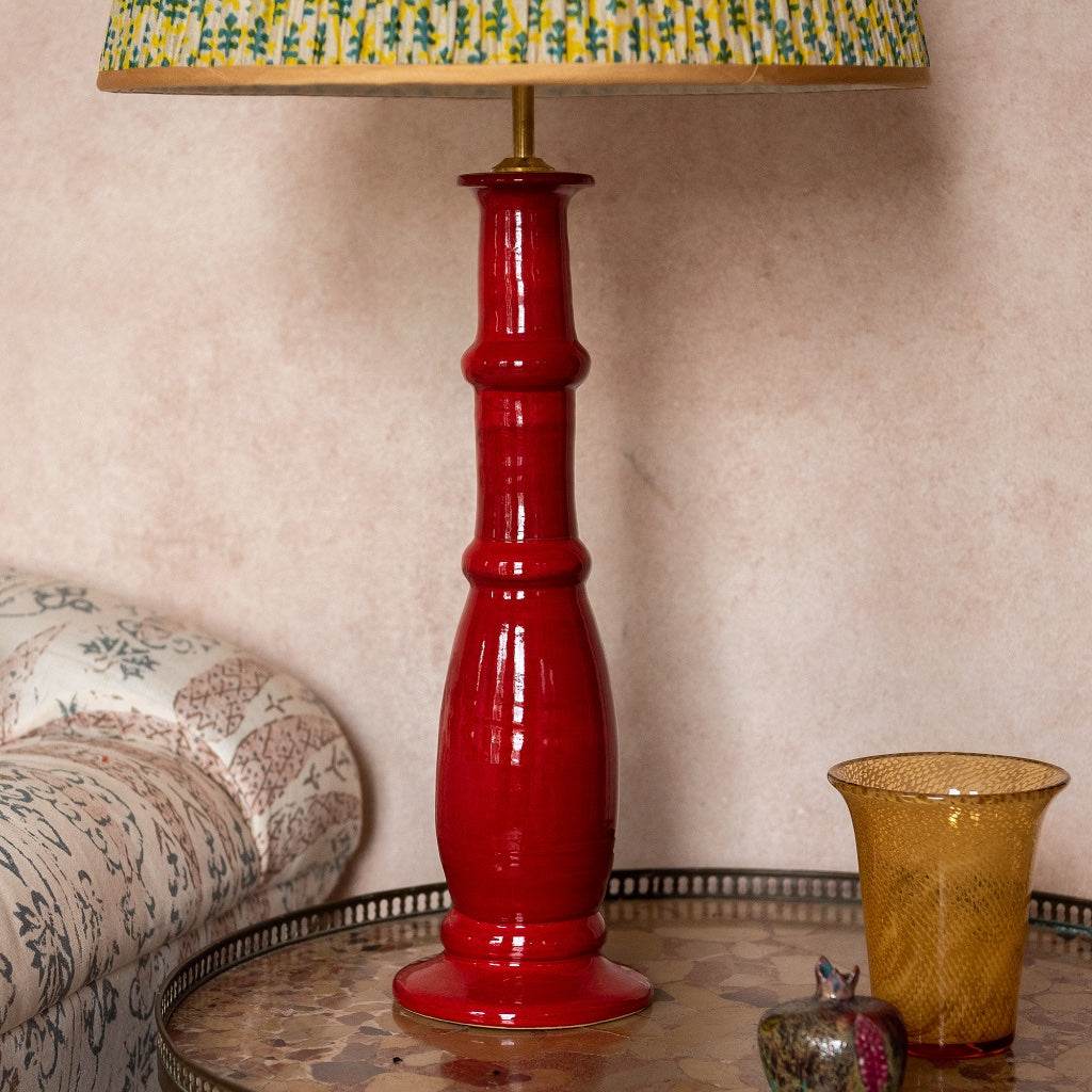 Red Candlestick Ceramic Lamp Base
