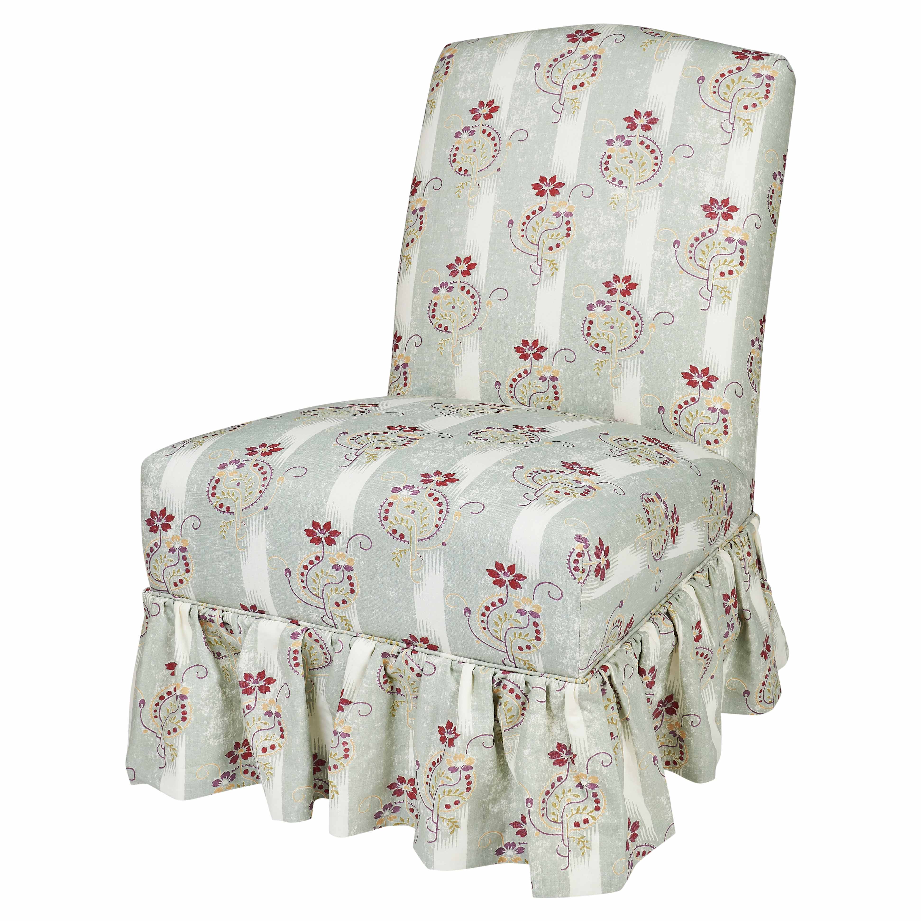Slipper Chair in Sukriti with Loose Pleated Skirt