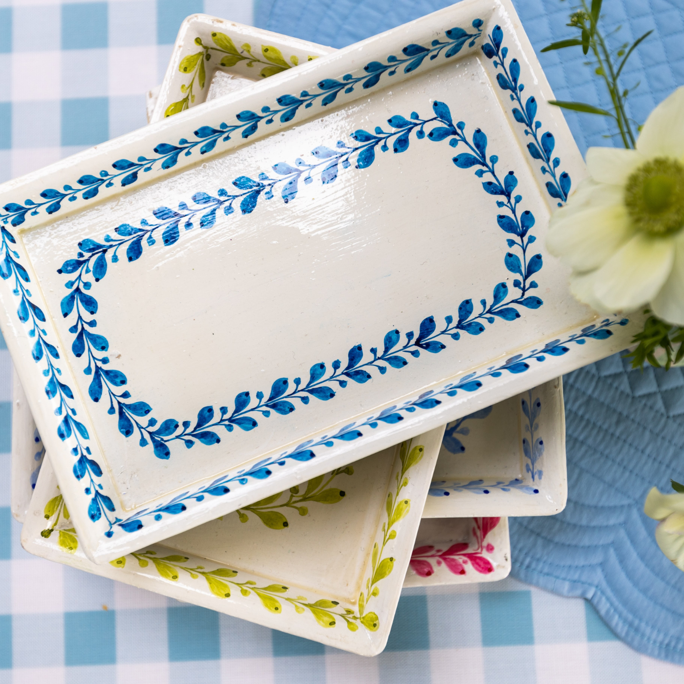 Dark Blue Painted Tray