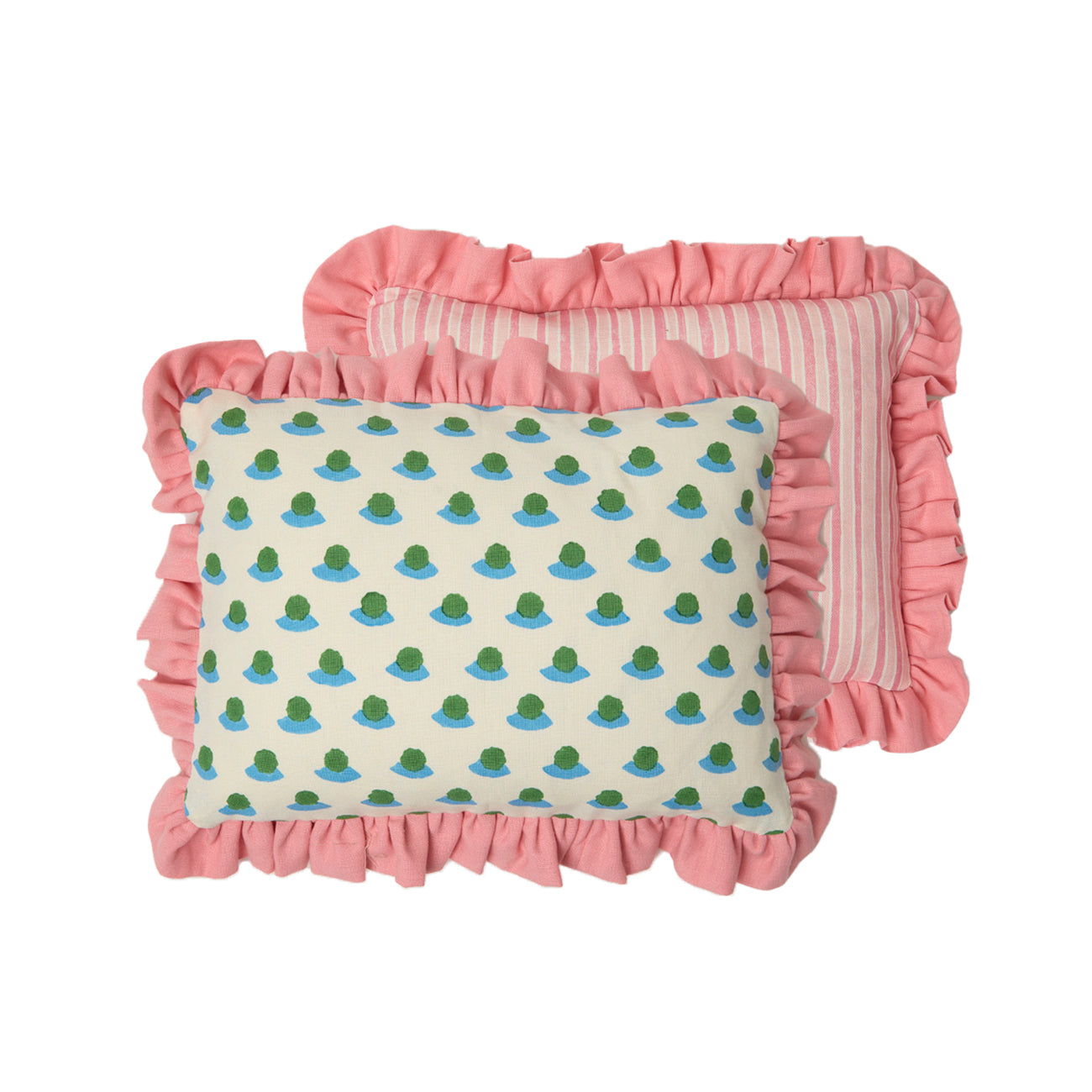 Cushion Frill Berry Grass Sky Stripe Pink