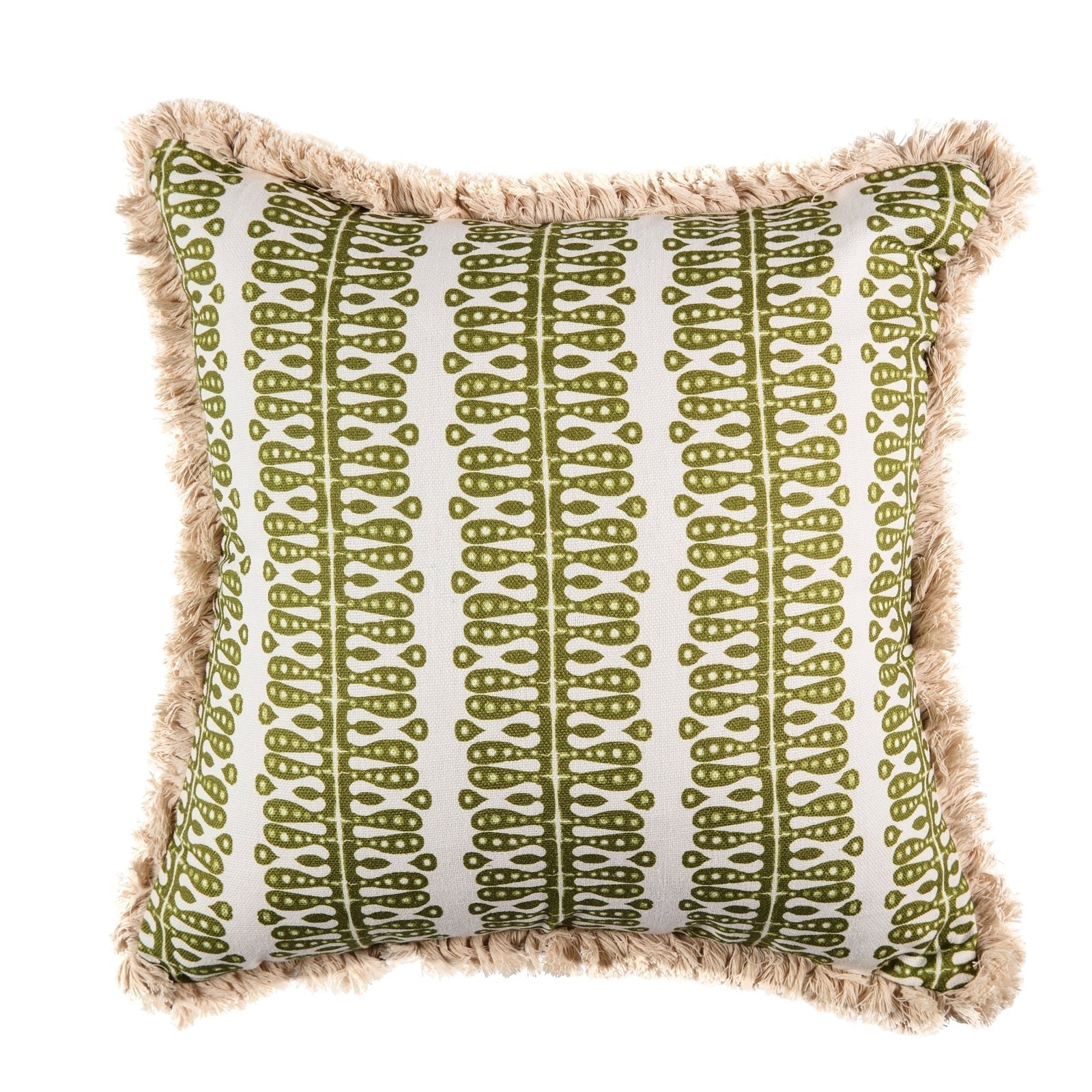 Heart and Minds Cushion in Peridot with Peridot velvet back and cream fringe