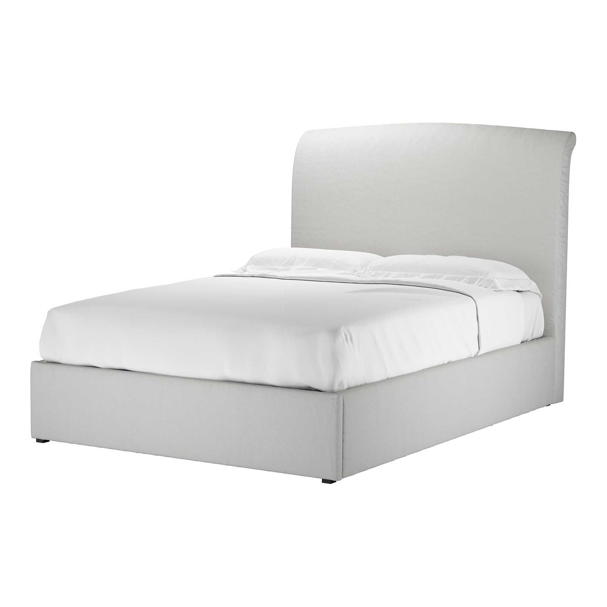 Thea Alabaster Brushed Linen Cotton Ottoman Bed - Double Size