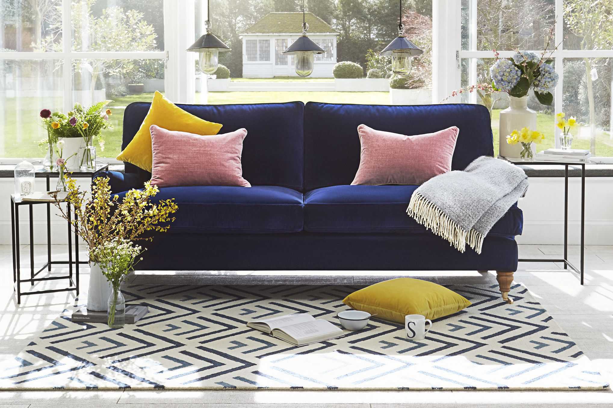 Smart velvet store sofa