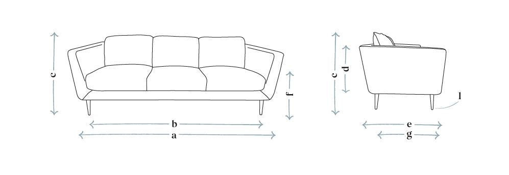 Holly Brushed Linen Cotton Sofa - 3 Seater